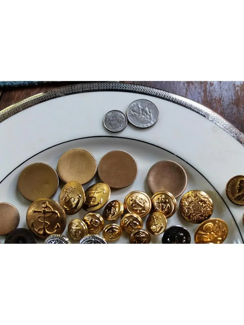 Vintage Button Lot #44, 65 METAL, Assorted Sizes/Styles, Crafting Lot
